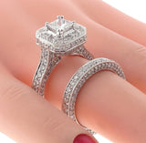 4 1/2 CT TW GIA Certified Princess Cut Designer Engagement Bridal Set in Platinum