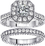4 1/2 CT TW GIA Certified Princess Cut Designer Engagement Bridal Set in Platinum