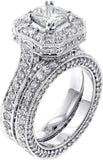 4 1/2 CT TW GIA Certified Princess Cut Designer Engagement Bridal Set in Platinum