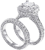 4 1/2 CT TW GIA Certified Princess Cut Designer Engagement Bridal Set in Platinum