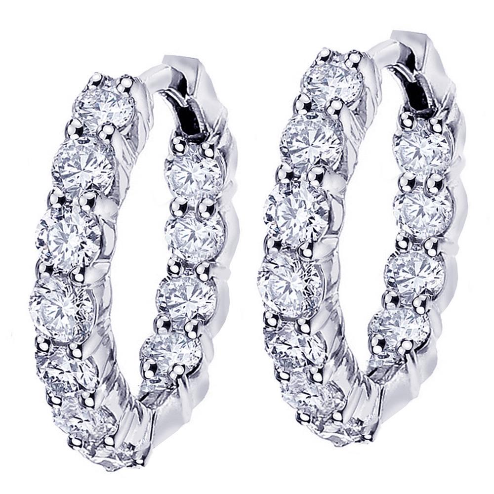 4.50 CT Large Diamond Inside/Outside Hoop Earrings in 14k White Gold