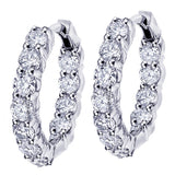 4.50 CT Large Diamond Inside/Outside Hoop Earrings in 14k White Gold