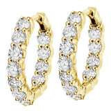 4.50 CT Large Diamond Inside/Outside Hoop Earrings in 14k Yellow Gold