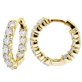 4.50 CT Large Diamond Inside/Outside Hoop Earrings in 14k Yellow Gold