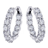 4.50 CT Large Diamond Inside/Outside Hoop Earrings in 14k White Gold