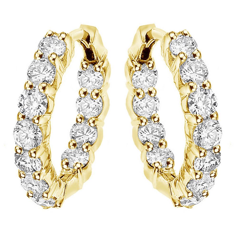 4.50 CT Large Diamond Inside/Outside Hoop Earrings in 14k Yellow Gold