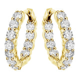 4.50 CT Large Diamond Inside/Outside Hoop Earrings in 14k Yellow Gold