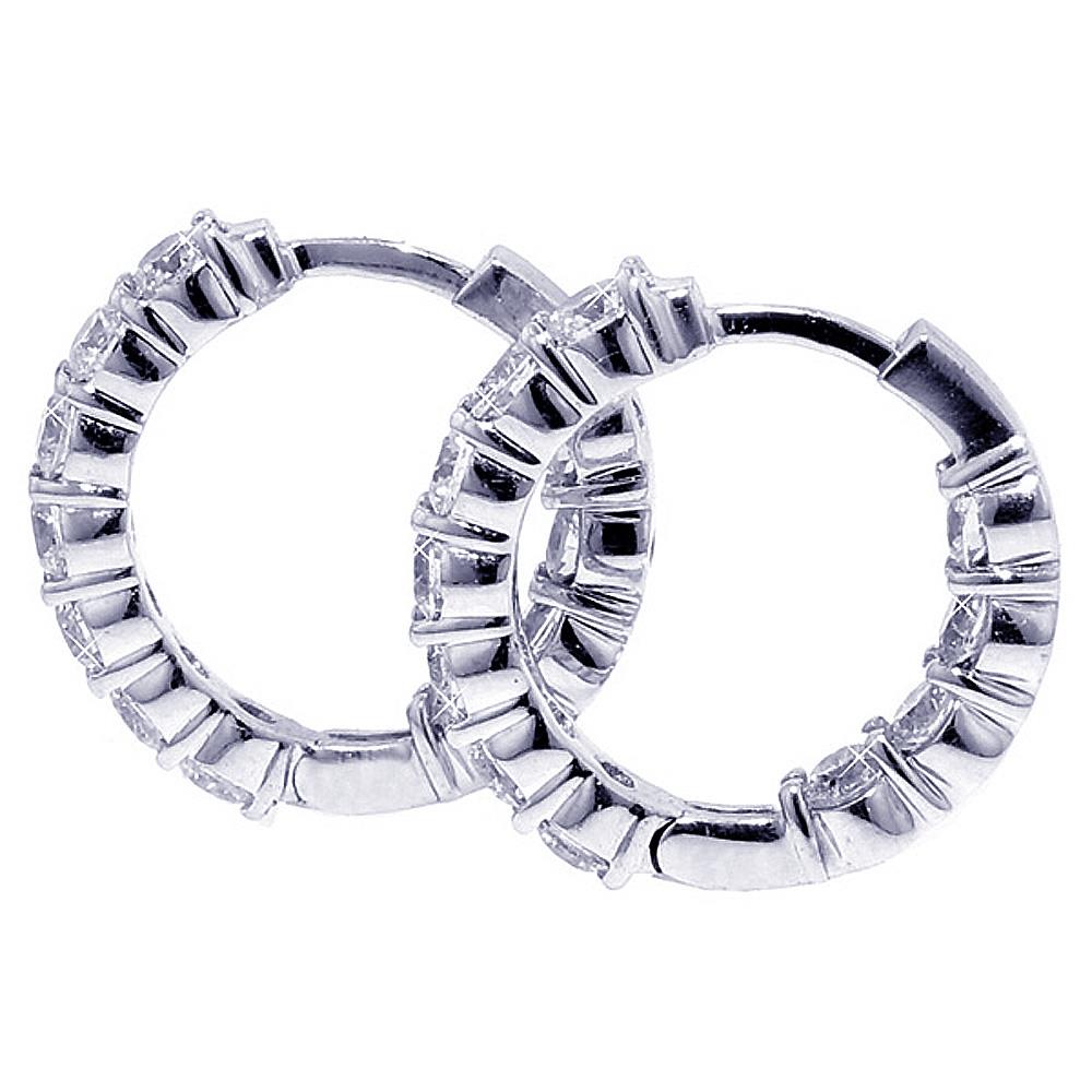 4.50 CT Large Diamond Inside/Outside Hoop Earrings in 14k White Gold