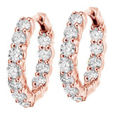 4.50 CT Large Diamond Inside/Outside Hoop Earrings in 14k Rose Gold