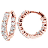 4.50 CT Large Diamond Inside/Outside Hoop Earrings in 14k Rose Gold