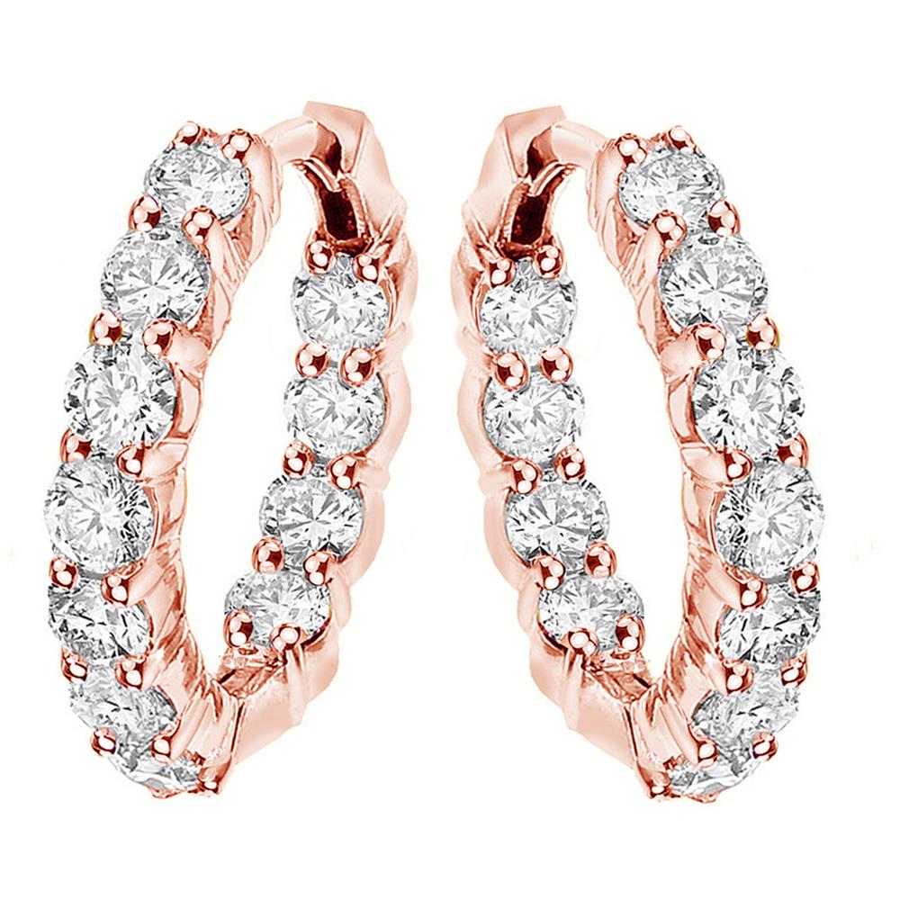 4.50 CT Large Diamond Inside/Outside Hoop Earrings in 14k Rose Gold