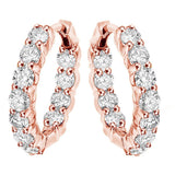 4.50 CT Large Diamond Inside/Outside Hoop Earrings in 14k Rose Gold