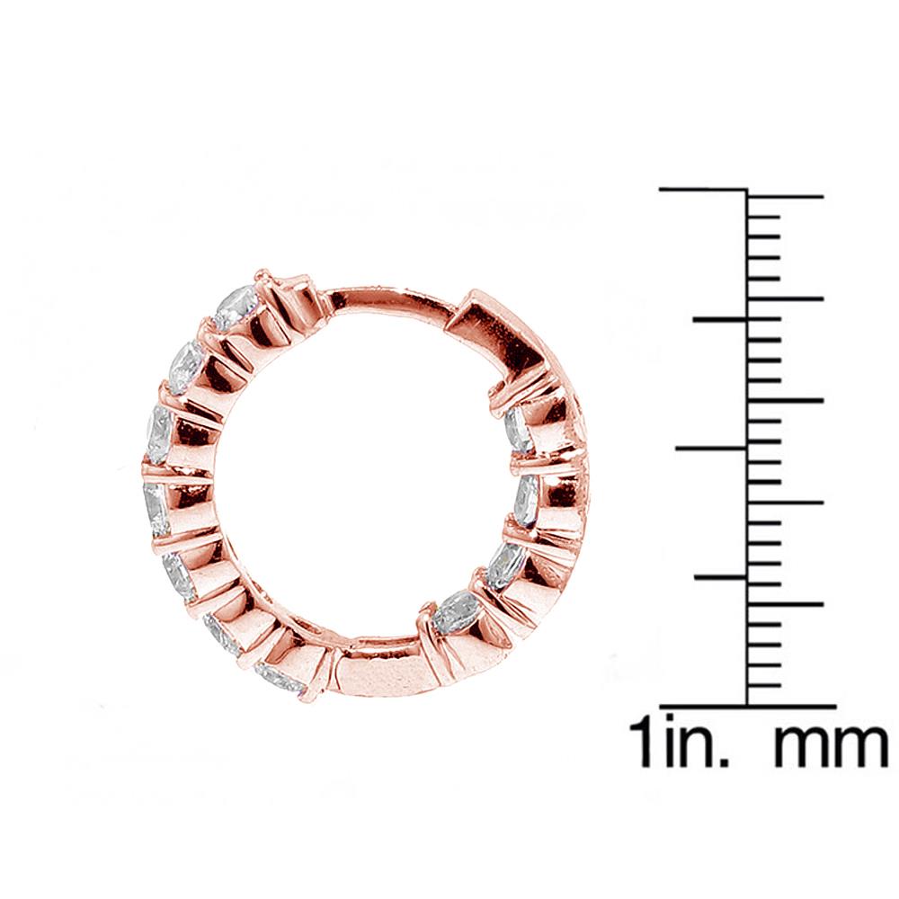 4.50 CT Large Diamond Inside/Outside Hoop Earrings in 14k Rose Gold