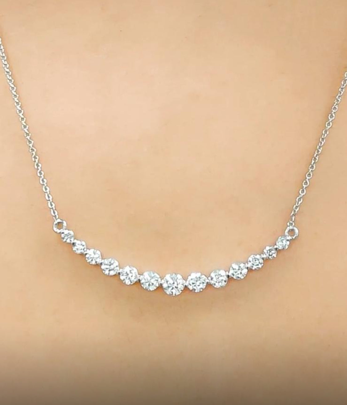 2.60 CT Brilliant Cut Lab Grown 7-Diamond Graduated Necklace