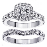 3.00 CT Prong Set Princess Cut Diamond Encrusted Engagement Bridal Set in 14k White Gold