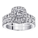 3.00 CT Prong Set Princess Cut Diamond Encrusted Engagement Bridal Set in 14k White Gold