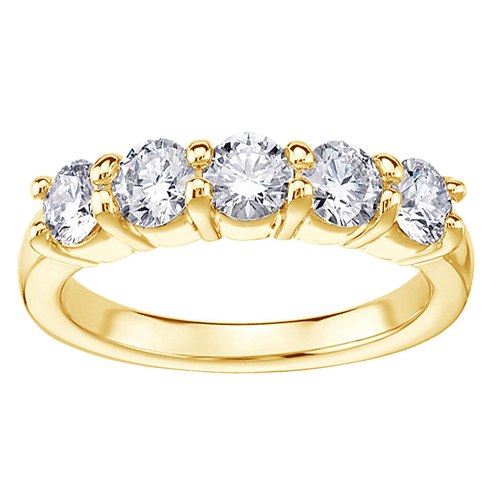 1.15 CT Classic Shared Prong Diamond Wedding Ring in 14k White/Yellow Gold