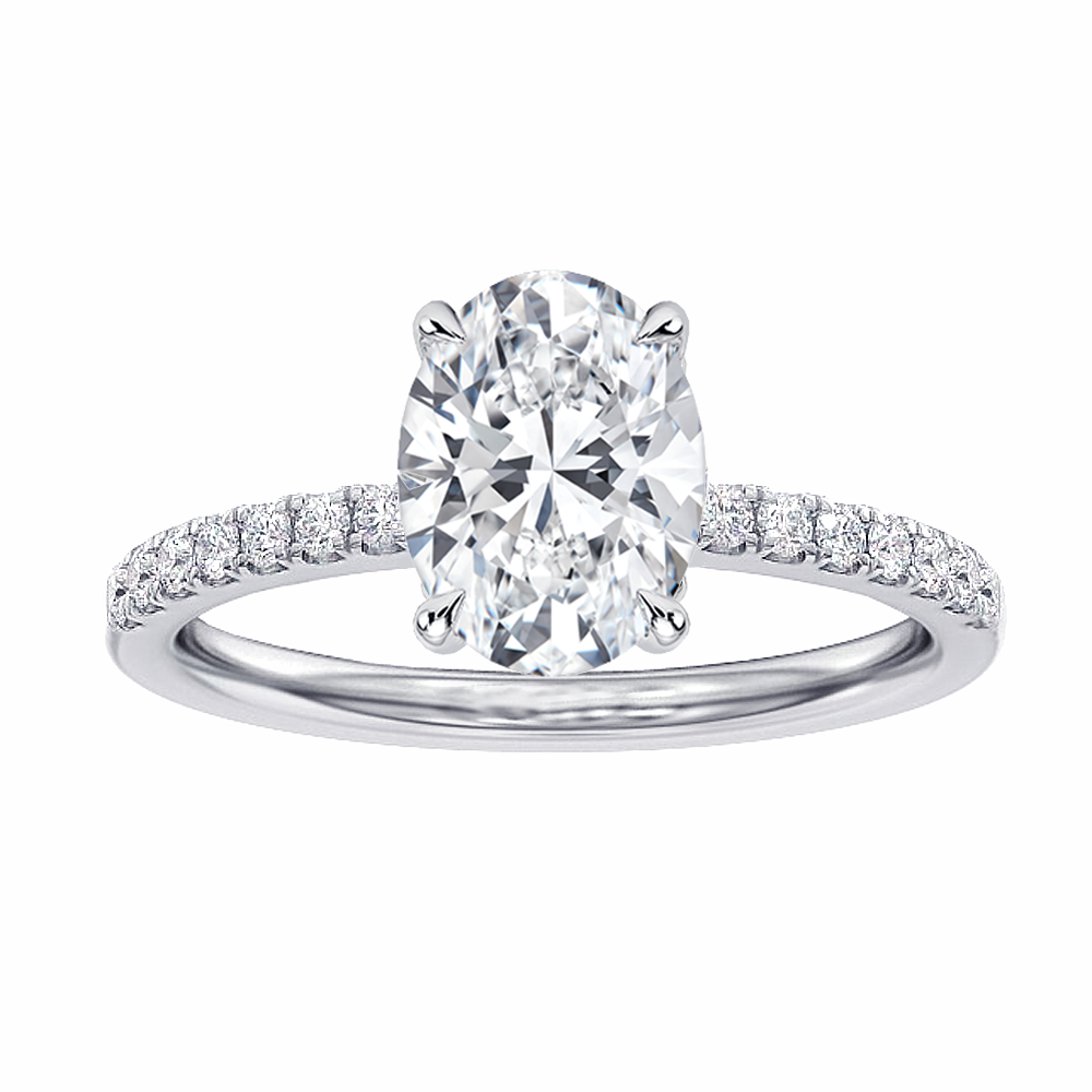 2.35 CT Hidden Halo Oval Diamond Engagement Ring in White Gold or Platinum