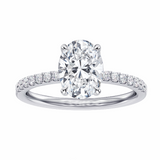 2.35 CT Hidden Halo Oval Diamond Engagement Ring in White Gold or Platinum