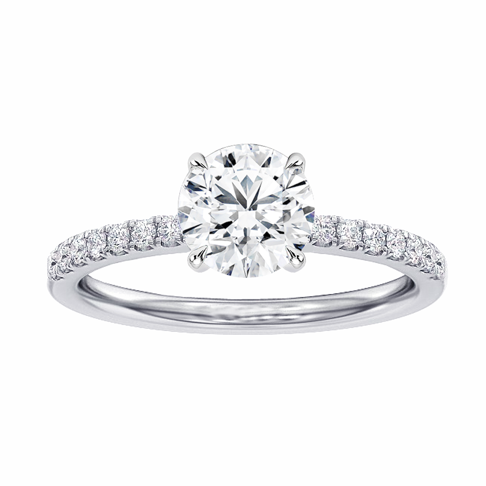 1.33 CT Hidden Halo Round Cut Diamond Engagement Ring in White Gold or Platinum