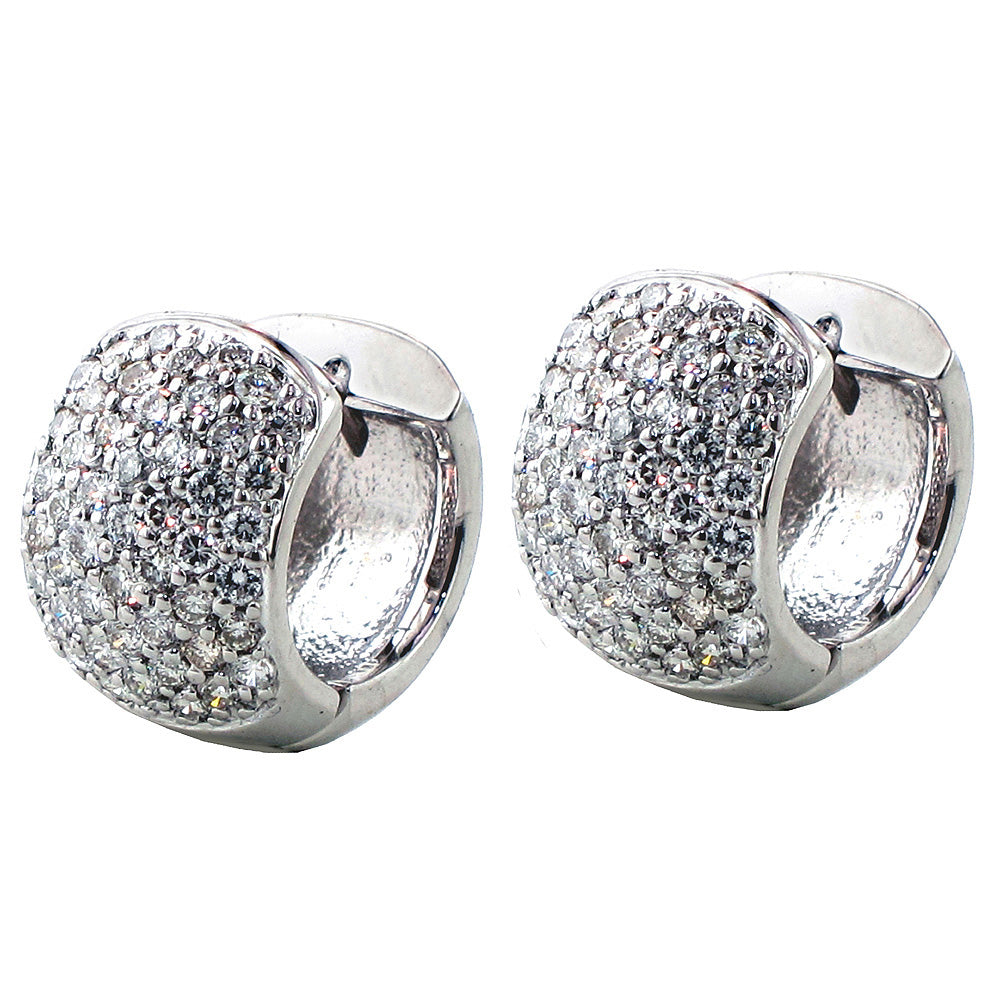 2.00 CT Pave Set 7-Row Diamond Huggies in 14k White/Yellow Gold