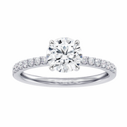 1.33 CT Hidden Halo Round Cut Diamond Engagement Ring in White Gold or Platinum