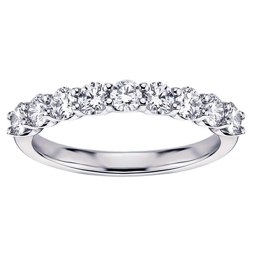 0.75 CT U-Prong 9-Stone Diamond Wedding Ring in White/Yellow Gold