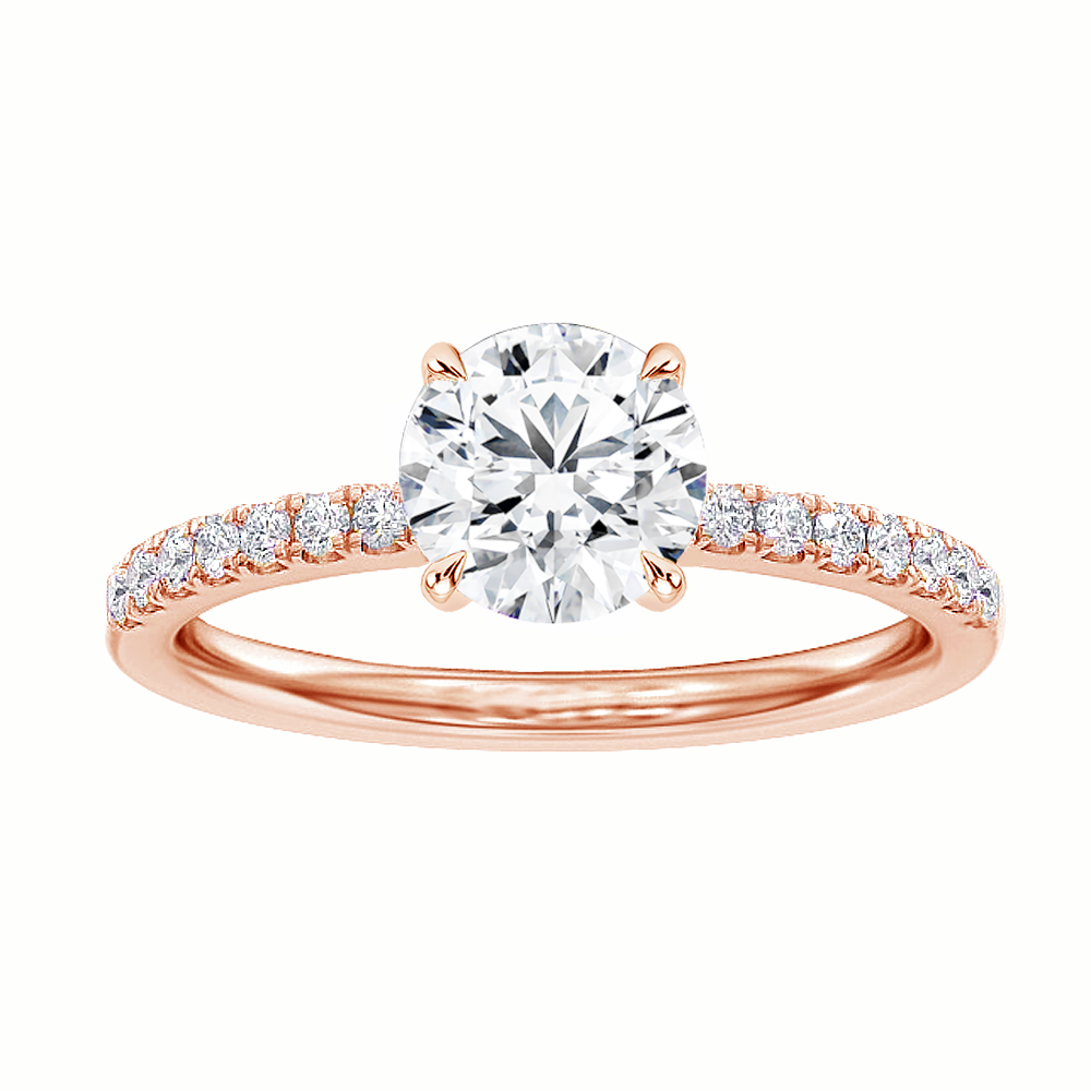 1.33 CT Hidden Halo Round Cut Diamond Engagement Ring in 14k Rose Gold
