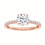 1.33 CT Hidden Halo Round Cut Diamond Engagement Ring in 14k Rose Gold
