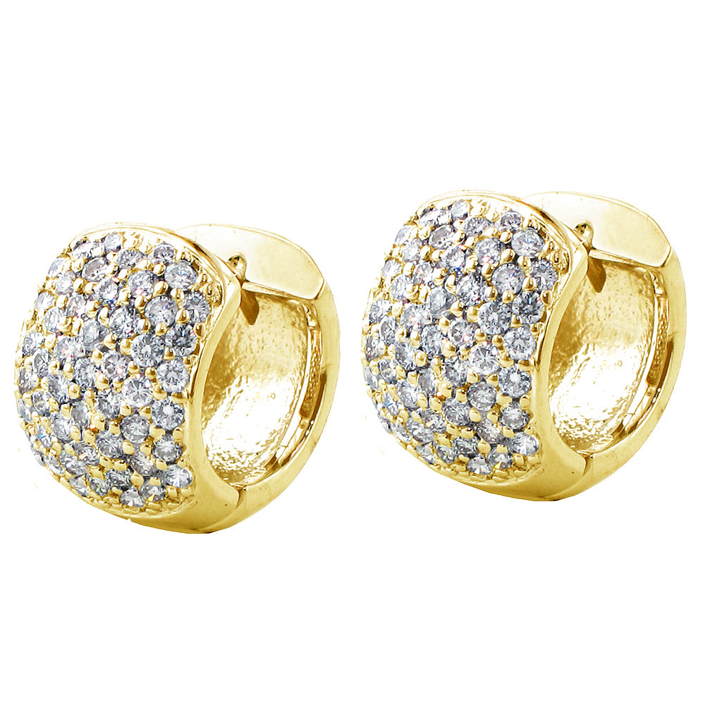 2.00 CT Pave Set 7-Row Diamond Huggies in 14k White/Yellow Gold