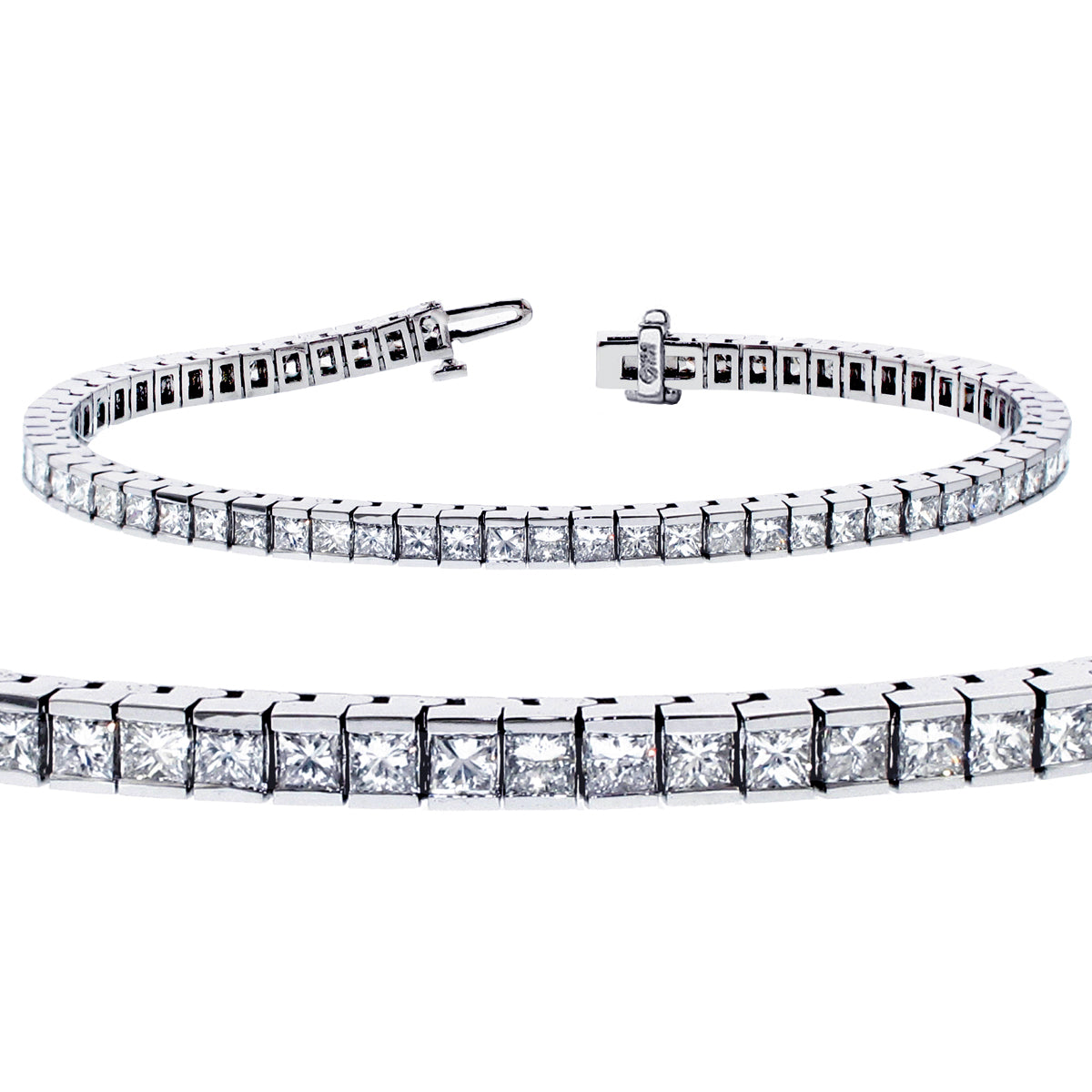 5.00 CT Princess-Cut Diamond Tennis Bracelet in 14k White Gold (F-G-color/VS2-SI1-clarity)