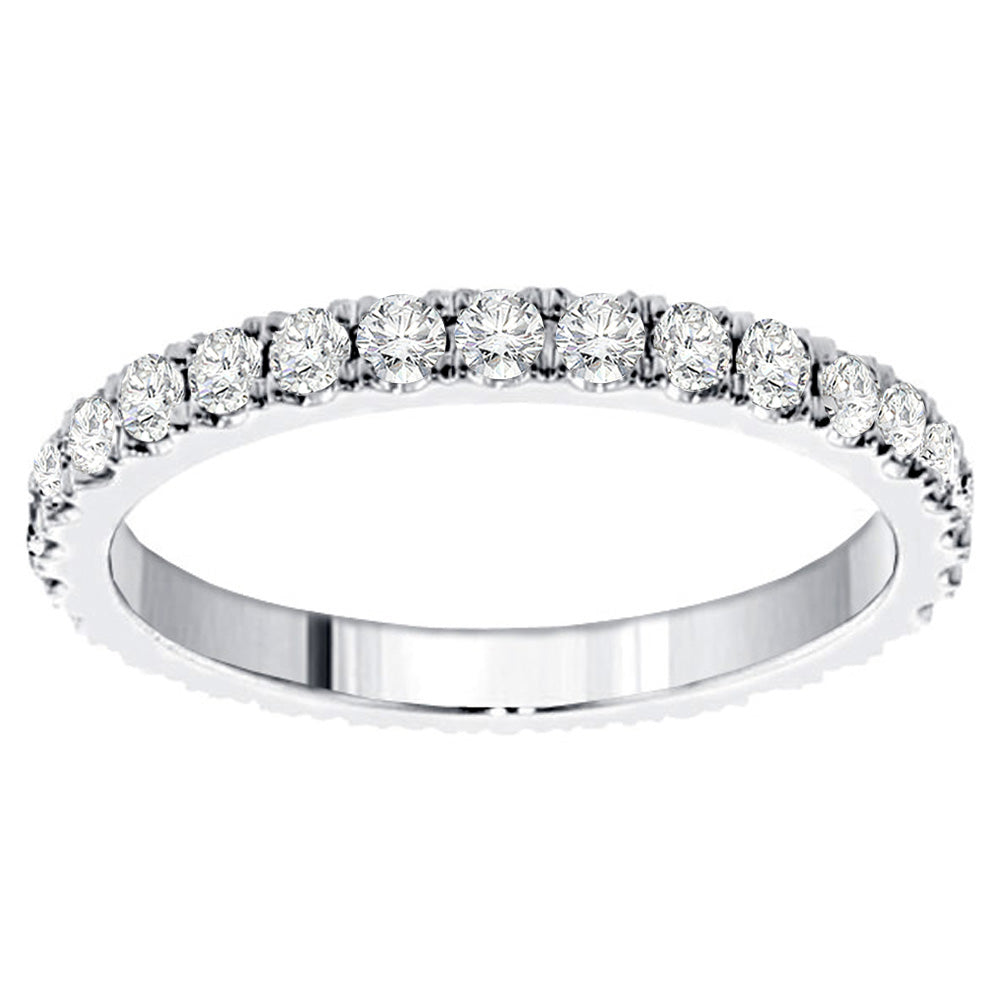 1.20 CT Pave Set Diamond Eternity Wedding Band in 14k White/Yellow Gold