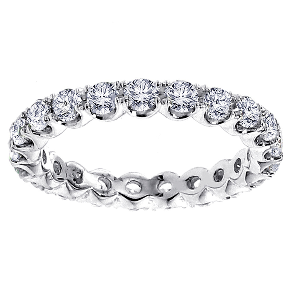 2.00 CT Split Prong Set Diamond Eternity Wedding Band in 14k White Gold