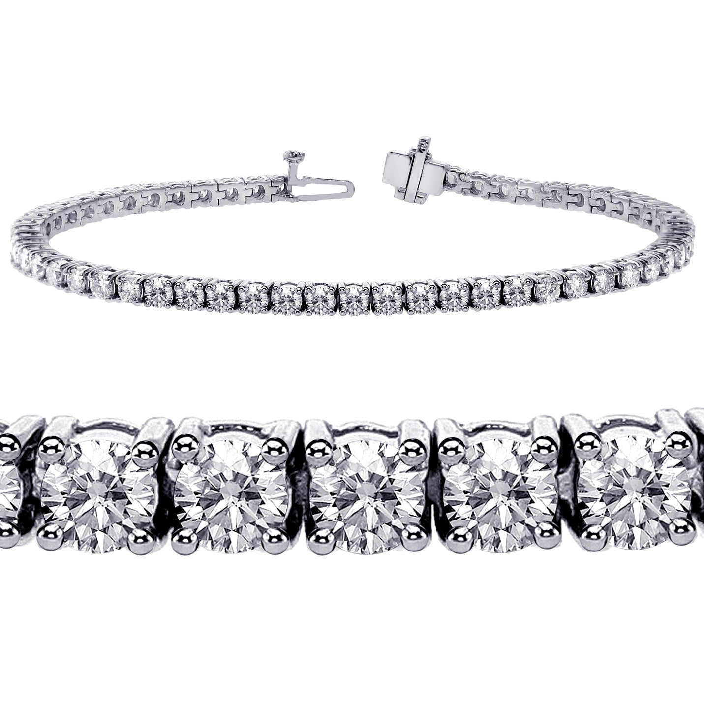 4.00 CT 4 Prong Round Diamond Tennis Bracelet in 14k White Gold H/SI