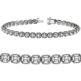 3.00 CT Unique Round Diamond Tennis Bracelet in 14k White Gold Halo Prong Setting
