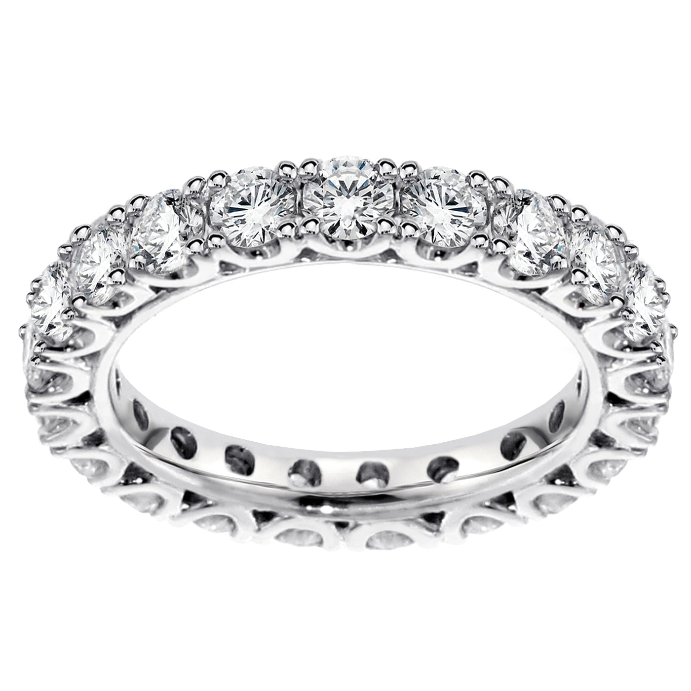 1.75 CT Diamond Eternity Wedding Band in Fishtail 14k White/Yellow Gold Setting