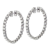4.00 CT Inside/Outside U-Prong Set Diamond Hoops in 14k White Gold