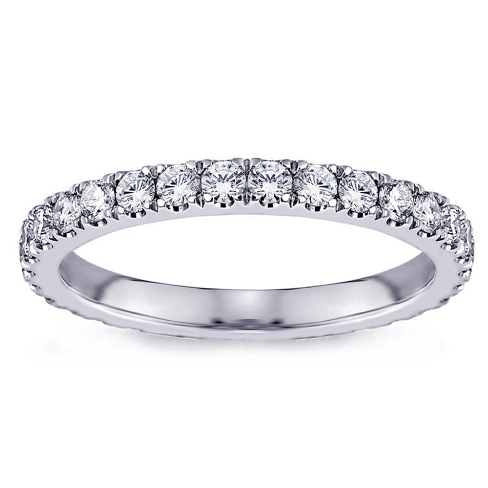 0.70 CT Pave Set Diamond Eternity Wedding Band in 14k White/Yellow/Rose Gold