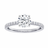 1.33 CT Hidden Halo Round Cut Diamond Engagement Ring in White Gold or Platinum