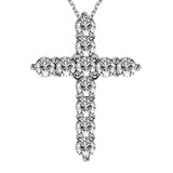 2.15 CT Classic Shared Prong Diamond Cross 14k White/Yellow Gold Pendant