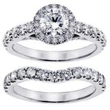 3.00 CT Prong Set Brilliant Cut Large Diamond Encrusted Engagement Bridal Set in 14k White Gold
