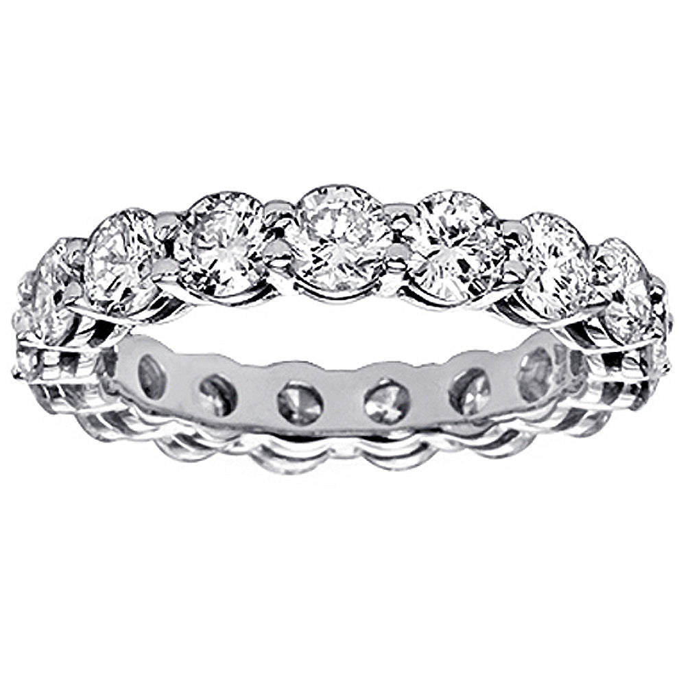 3.60 CT Shared Prong Round Diamond Eternity Wedding Band in 14k White Gold