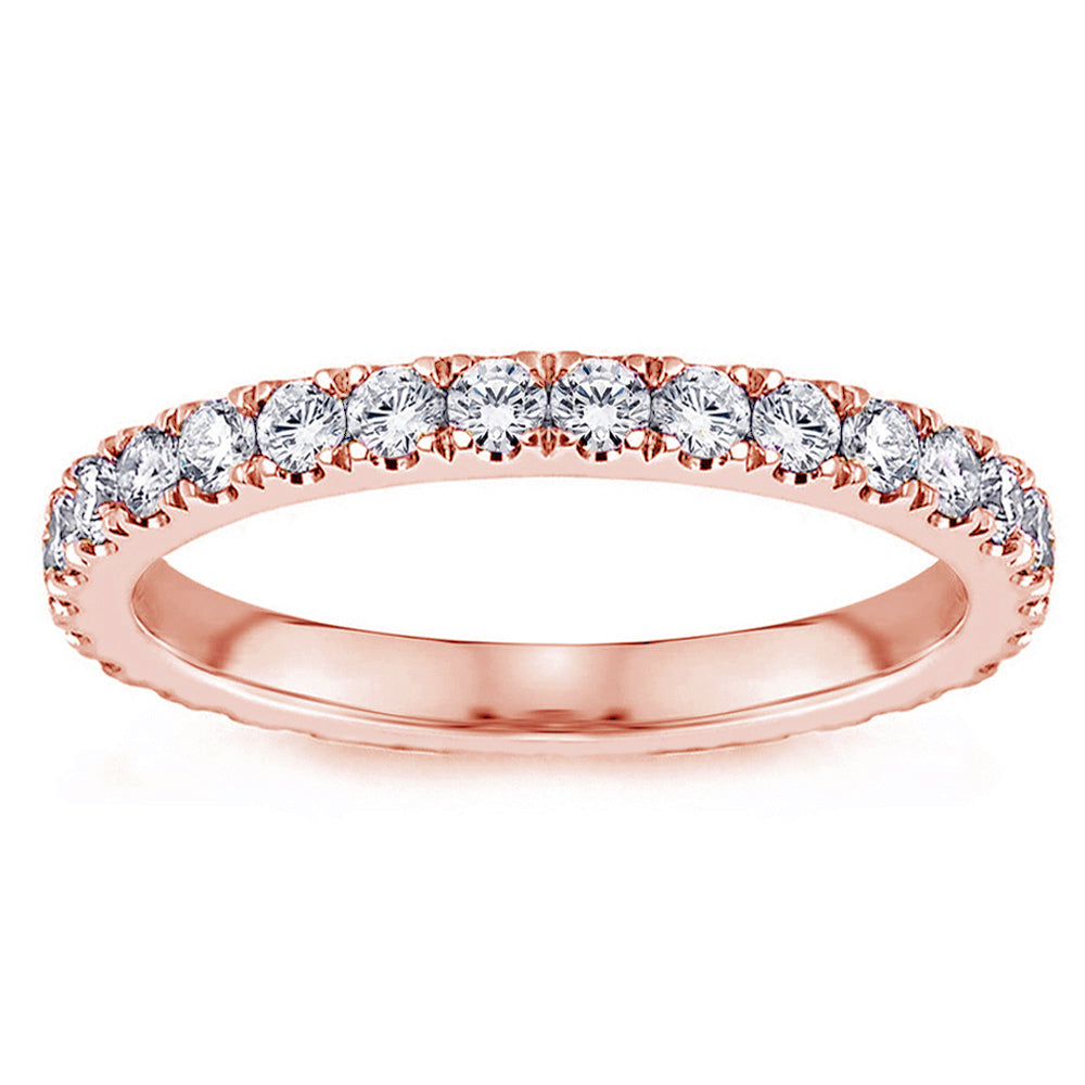 0.70 CT Pave Set Diamond Eternity Wedding Band in 14k White/Yellow/Rose Gold