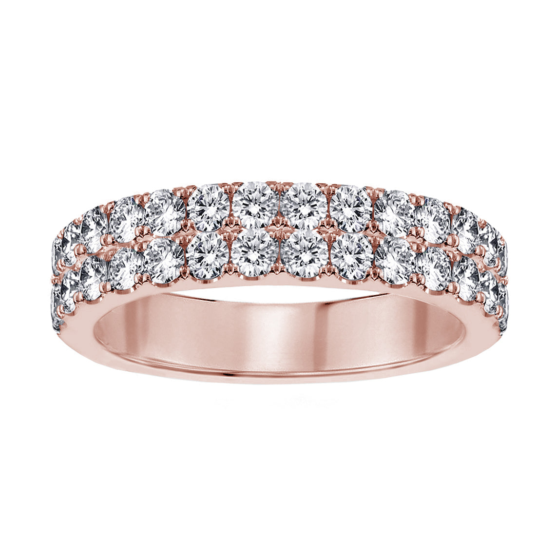 1.15 CT Two Row Diamond Wedding Band in 14k White/Yellow/Rose Gold