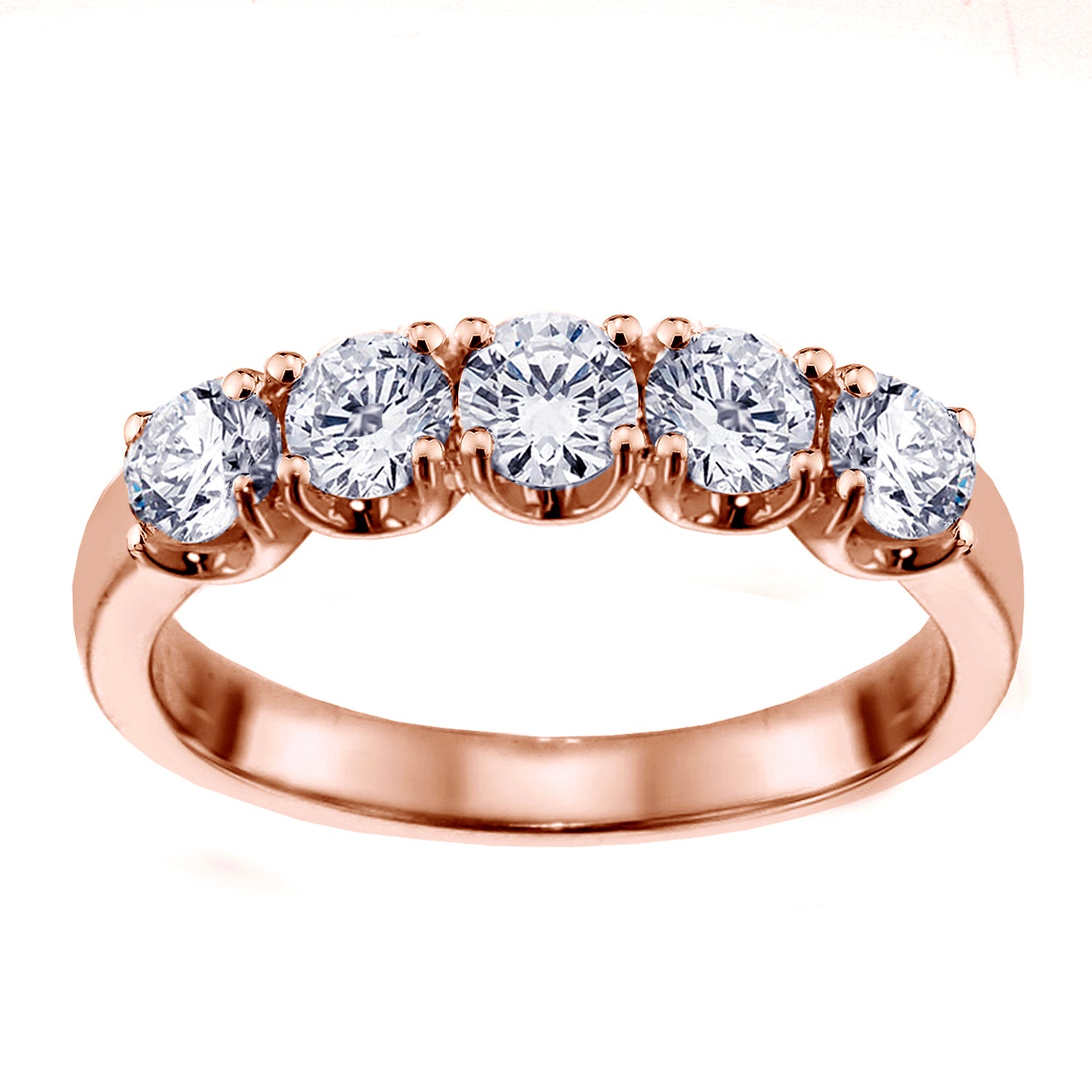 1.00 CT Split Prong Diamond Anniversary Wedding Ring in 14k White/Yellow/Rose Gold