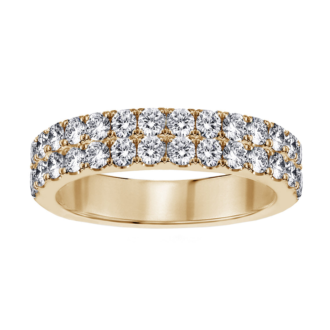 1.00 CT Two Row Diamond Wedding Band in 14k White/Yellow/Rose Gold