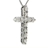 2.15 CT Classic Shared Prong Diamond Cross 14k White/Yellow Gold Pendant