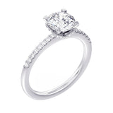 1.33 CT Hidden Halo Round Cut Diamond Engagement Ring in White Gold or Platinum