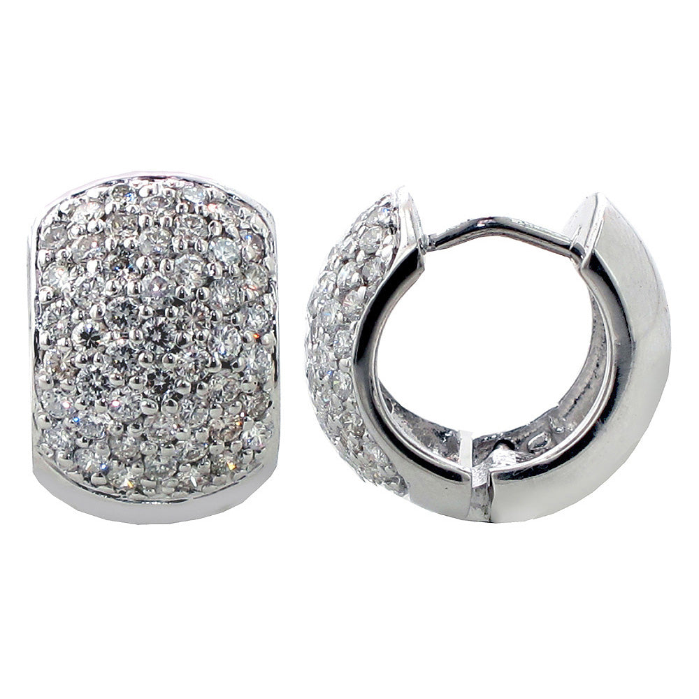 2.00 CT Pave Set 7-Row Diamond Huggies in 14k White/Yellow Gold