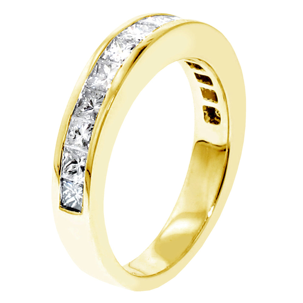 1.35 CT Channel Set Princess Cut Diamond Wedding Band in 14k White/Yellow Gold